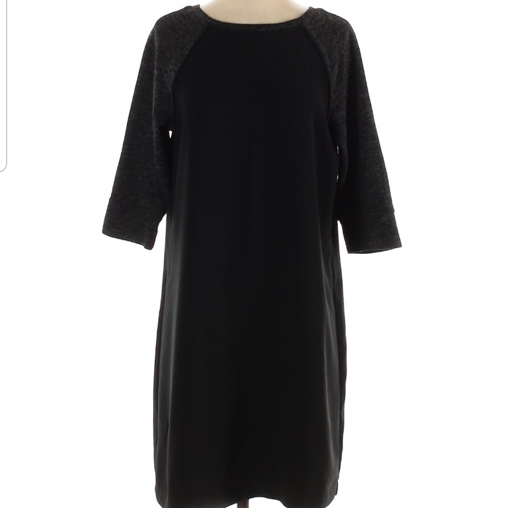 LOFT knit sweater black gray dress